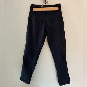 Zella black crop leggings with mesh detail on calves - 18” inseam